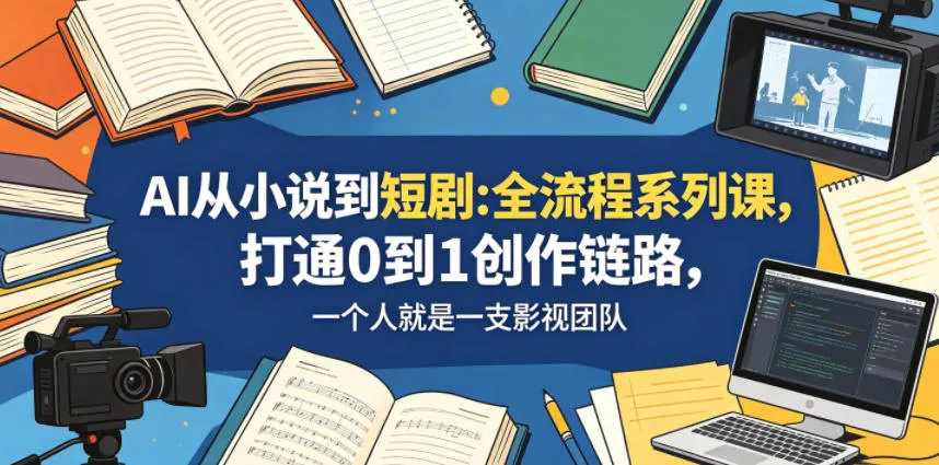 AI从小说到短剧全流程系列课，打通0到1创作链路，一个人就是一支影视团队-梦帆创业网