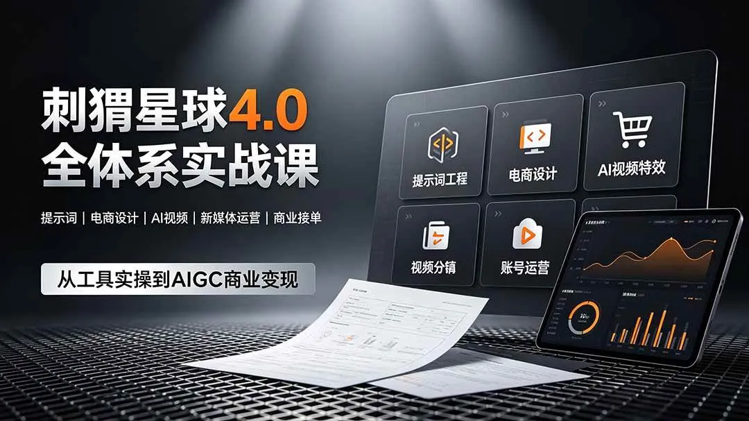 （19224期）刺猬星球4.0全体系实战课，覆盖提示词工程、电商设计、AI视频特效与新媒体运营，一站式掌握AIGC商业核心技能-梦帆创业网