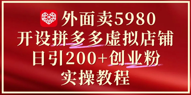 外面卖5980开设拼多多虚拟店铺：单日引流200+创业付费粉实战教程-梦帆创业网
