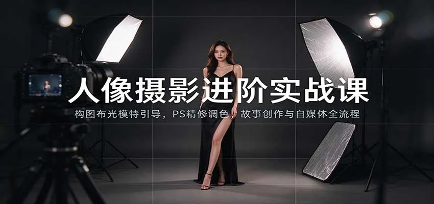 人像摄影进阶课：构图布光模特引导，PS精修调色，故事创作与自媒体全流程教学-梦帆创业网
