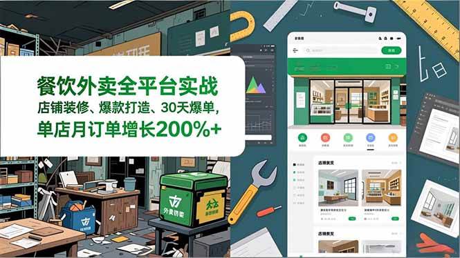 （16978期）餐饮外卖全平台实战，店铺装修、爆款打造、30天爆单，手把手教学，单店月订单增长200%+-梦帆创业网
