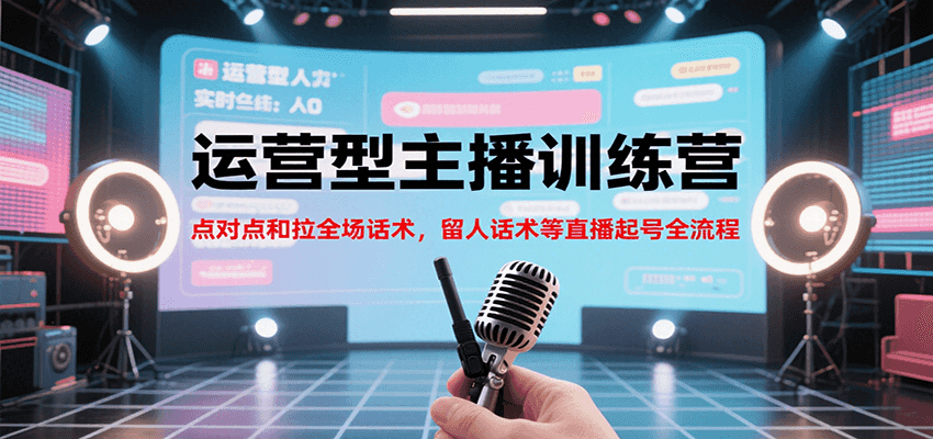 运营型主播训练营，点对点和拉全场话术，留人话术等直播起号全流程（更新7月）-梦帆创业网