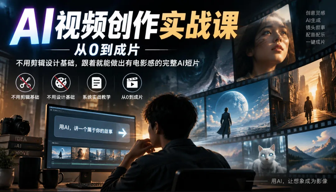 AI视频创作实战课，从0到成片，不用剪辑设计基础，跟着就能做出有电影感的完整AI短片-梦帆创业网