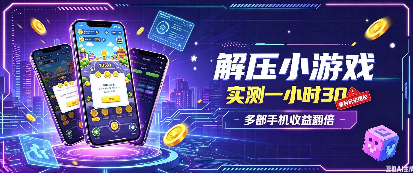 小游戏全流程玩法，实测一小时搞30，简单无脑解压，当天做当天就能看到进账，直接冲就行【揭秘】-梦帆创业网