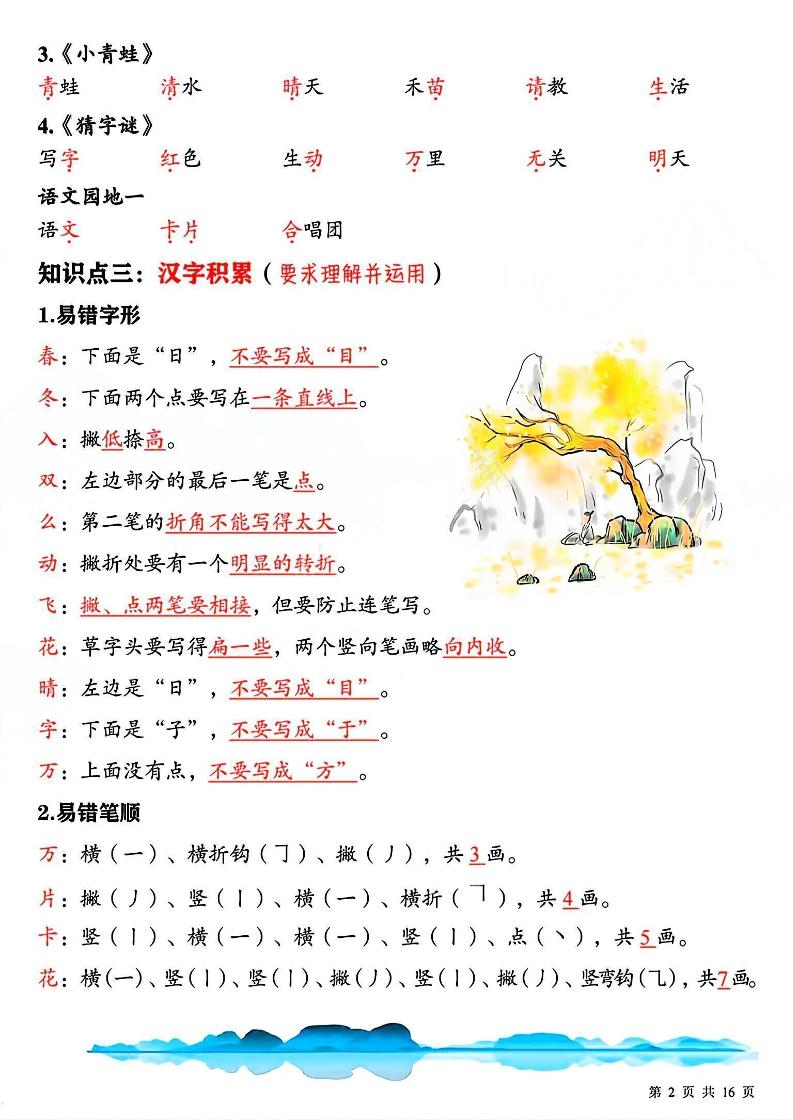 一下语文期中复习重点知识汇总-梦帆创业网
