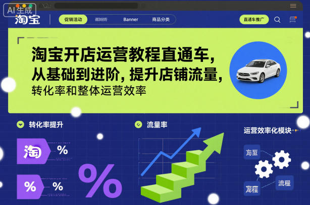 淘宝开店运营教程直通车，从基础到进阶，提升店铺流量，转化率和整体运营效率（更新11月）-梦帆创业网