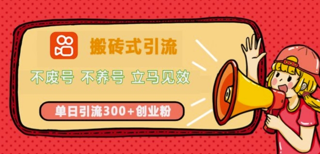 快手搬砖式引流，不废号，不养号，立马见效，单日引流300+精准创业粉-梦帆创业网