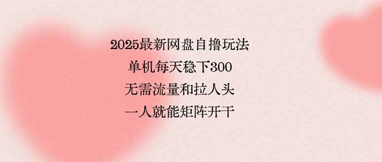 （15831期）2025最新网盘自撸玩法，单机每天稳下3张，无需流量和拉人头，一个人就…-梦帆创业网