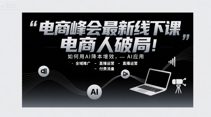电商峰会最新线下课，电商人破局，如何用AI降本增效，AI应用-全域推广-直播运营-付费流量-梦帆创业网