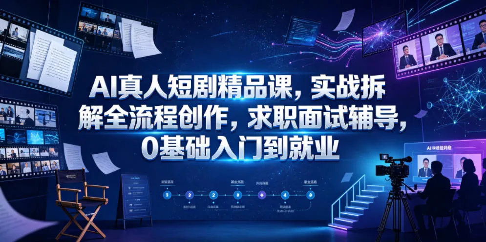 AI真人短剧精品课，实战拆解全流程创作，求职面试辅导，0基础入门到就业-梦帆创业网