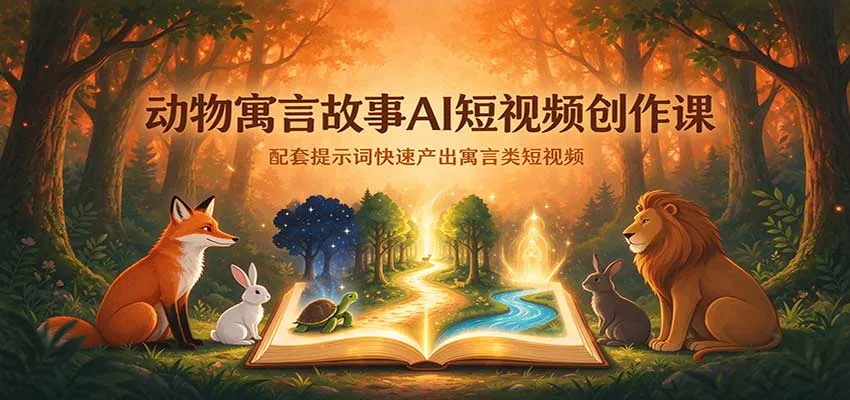 动物寓言故事AI短视频创作课：配套提示词快速产出寓言类短视频-梦帆创业网