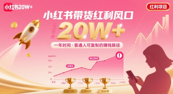 一年时间靠小红书带货项目年入20w+，最不能错的大红利项目-梦帆创业网