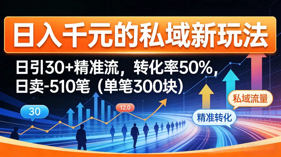 日入千米的私域新玩法：日引30＋精准流，转化率50%，日卖5-10笔（单笔300米）-梦帆创业网