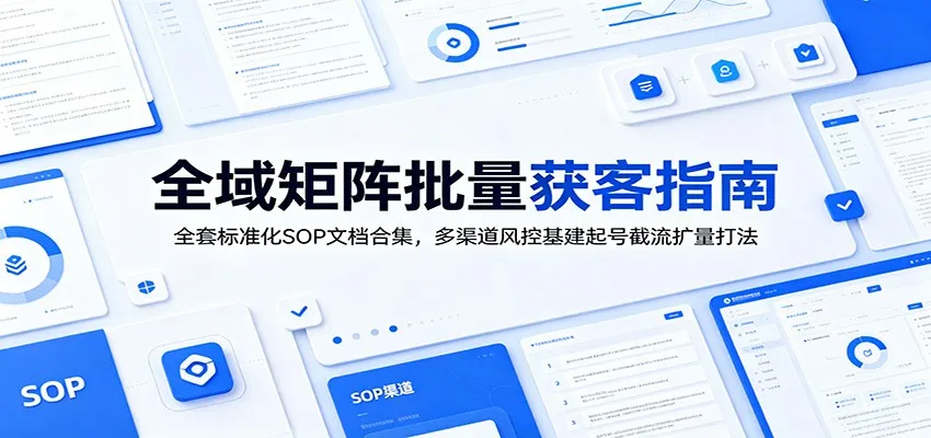 全域矩阵批量获客指南：全套标准化SOP文档合集，多渠道风控基建起号截流扩量打法-梦帆创业网