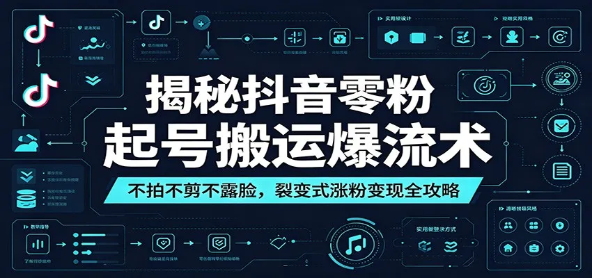 揭秘抖音零粉起号搬运爆流术：不拍不剪不露脸，裂变式涨粉变现全攻略-梦帆创业网