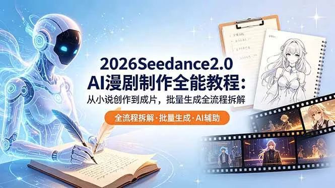 （18537期）2026Seedance2.0 AI制作全能教程：从小说创作到成片，批量生成全流程拆解-梦帆创业网