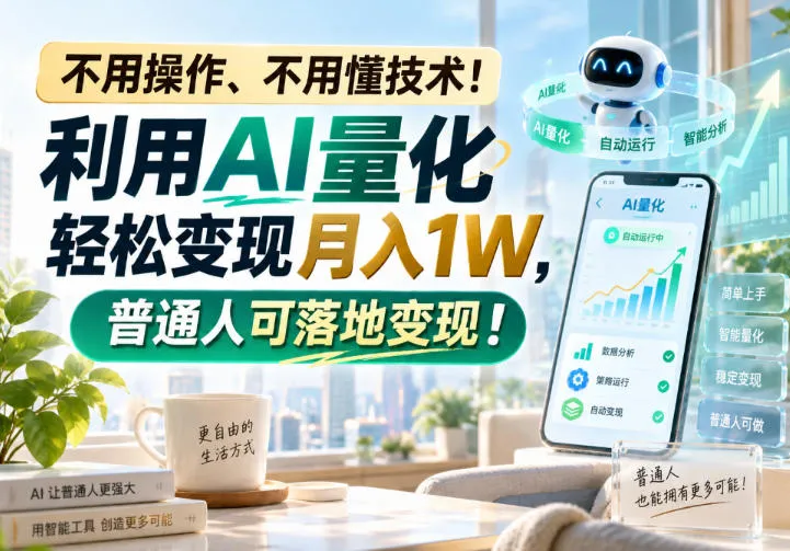 不用操作、不用懂技术！利用AI量化轻松变现月入1W，普通人可落地变现！【揭秘】-梦帆创业网