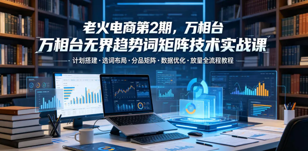 老火电商第2期，万相台无界趋势词矩阵技术实战课，计划搭建・选词布局・分品矩阵・数据优化・放量全流程教程-梦帆创业网