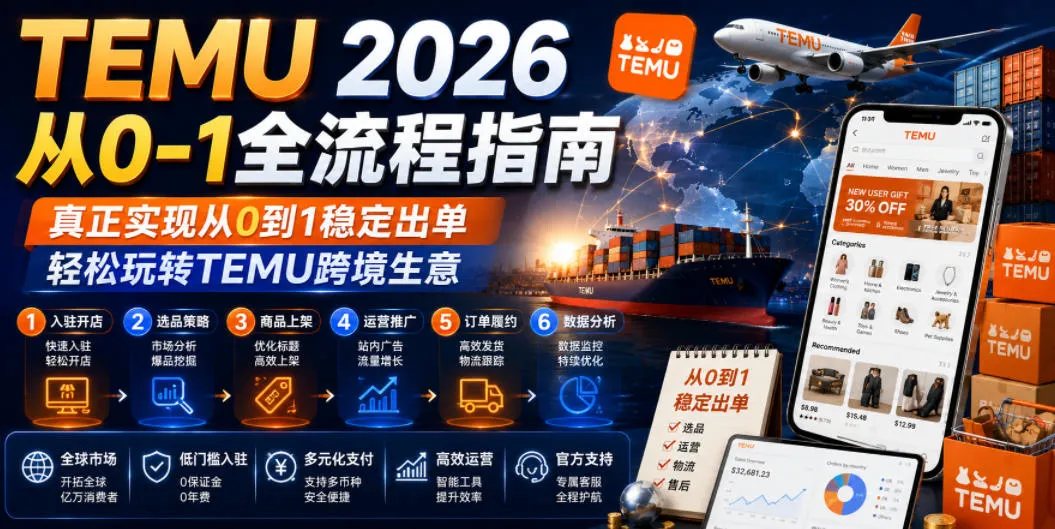 TEMU 2026从0-1全流程指南，真正实现从0到1稳定出单，轻松玩转TEMU跨境生意-梦帆创业网