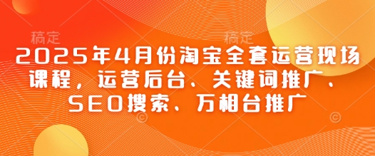 2025年4月份淘宝全套运营现场课程，运营后台、关键词推广、SEO搜索、万相台推广-梦帆创业网