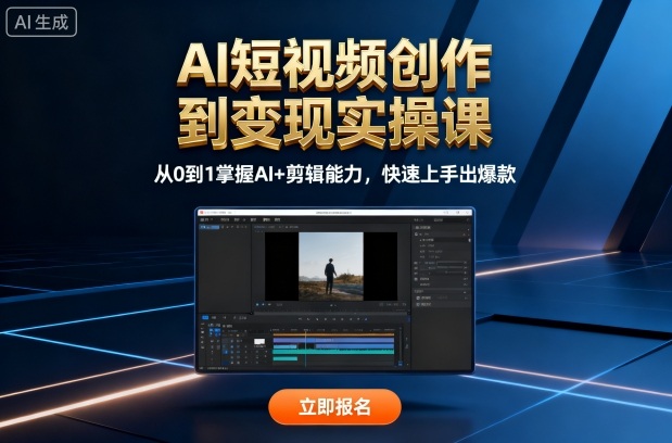 AI短视频创作到变现实操课，从0到1掌握AI+剪辑能力，快速上手出爆款（更新10月）-梦帆创业网