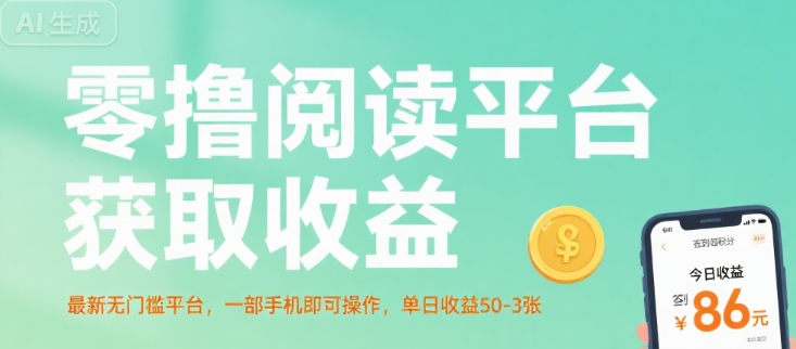 零撸阅读平台获取收益，最新无门槛平台，一部手机即可操作，单日收益50-3张【揭秘】-梦帆创业网