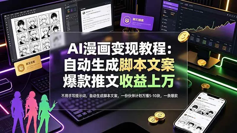 （19170期）AI漫画变现教程：不用手写提示词，自动生成脚本文案，一份伙伴计划万播5-10块，一条爆款推文收益上万-梦帆创业网