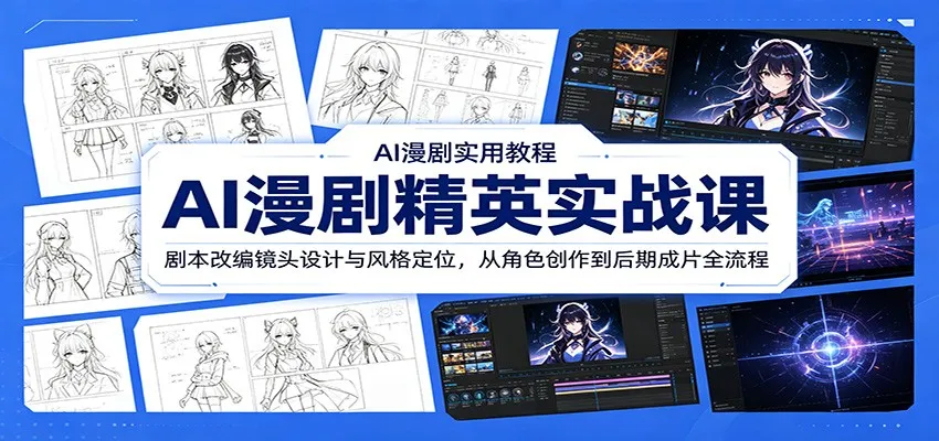 AI漫剧精英实战课：剧本改编镜头设计与风格定位，从角色创作到后期成片全流程-梦帆创业网
