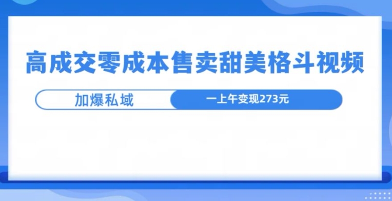 高成交零成本，售卖甜妹格斗视频，可以实现日入过k-梦帆创业网