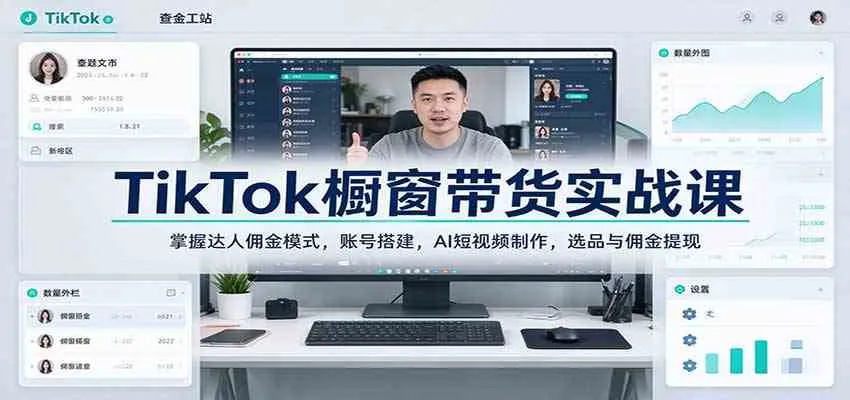 TikTok橱窗带货实战课：掌握达人佣金模式，账号搭建，AI短视频制作，选品与佣金提现-梦帆创业网