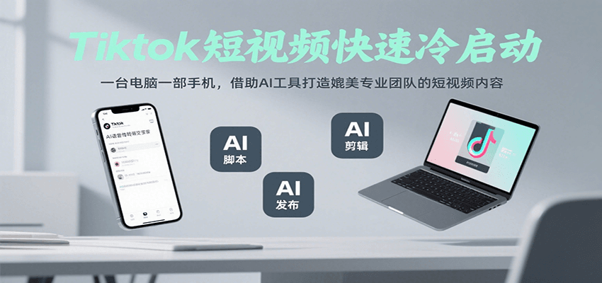 Tiktok短视频快速冷启动，一台电脑一部手机，借助AI工具打造媲美专业团队的短视频内容-梦帆创业网