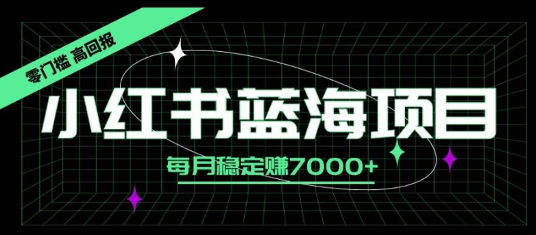 小红书蓝海项目，零门槛、高回报，每月稳定赚7000+-梦帆创业网