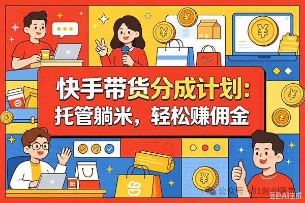 9月——快手带货分成计划：1V1指导，托管躺米，轻松赚佣金，社裙兔费橡木-梦帆创业网