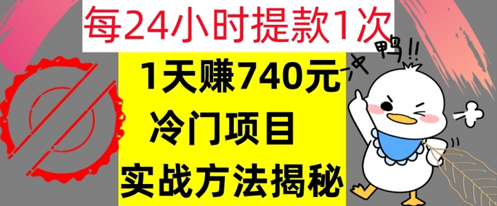 1天赚740元，24小时提款1次，冷门项目，实战方法公开【干货】-梦帆创业网