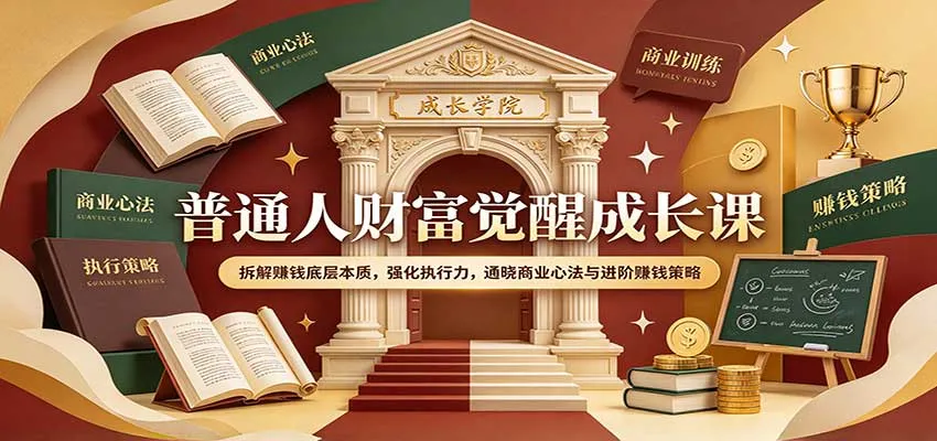普通人财富觉醒成长课：拆解赚钱底层本质，强化执行力，通晓商业心法与进阶赚钱策略-梦帆创业网