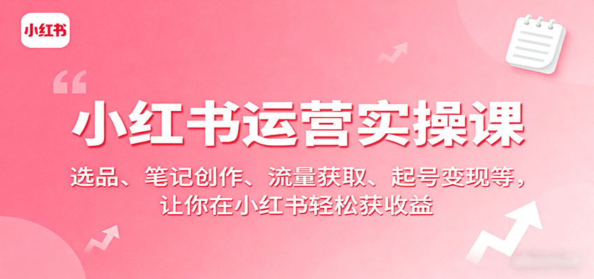 小红书运营实操课：选品、笔记创作、流量获取、起号变现等，让你在小红书轻松获收益-梦帆创业网