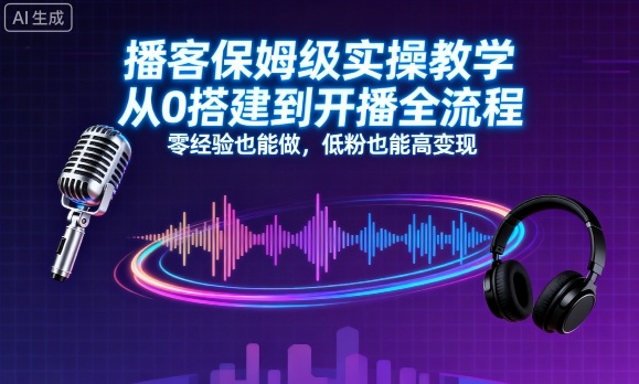 播客保姆级实操教学，从0搭建到开播全流程，零经验也能做，低粉也能高变现-梦帆创业网