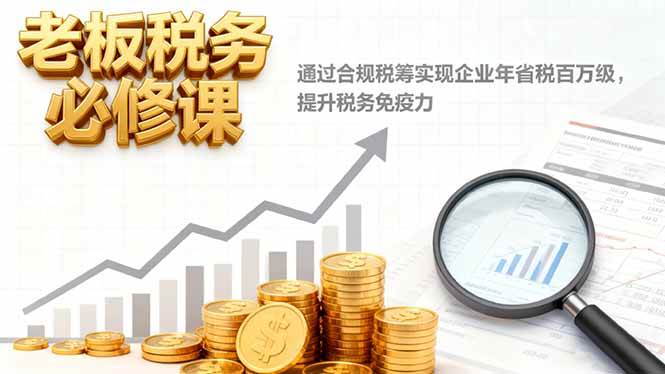 (16426期)老板税务必修课,通过合规税筹实现企业年省税百万级,提升税务免疫力-梦帆创业网
