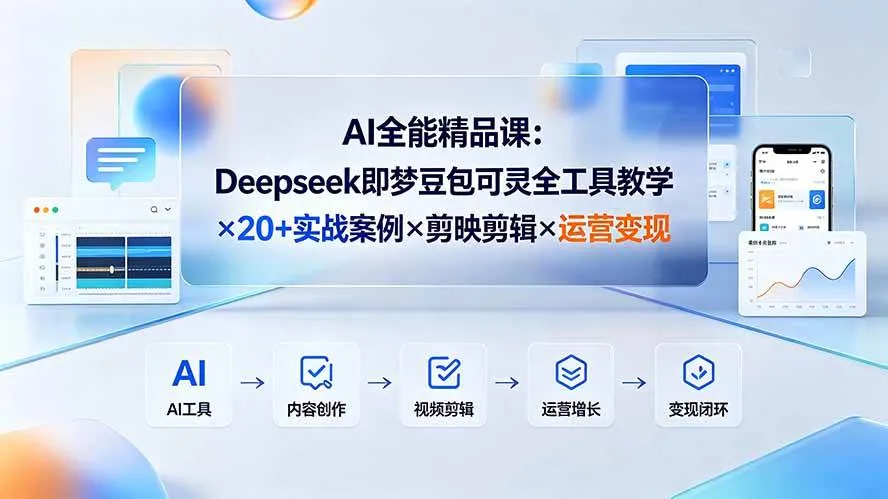 （19278期）AI全能精品课：Deepseek即梦豆包可灵全工具教学×20+实战案例×剪映剪辑×运营变现-梦帆创业网