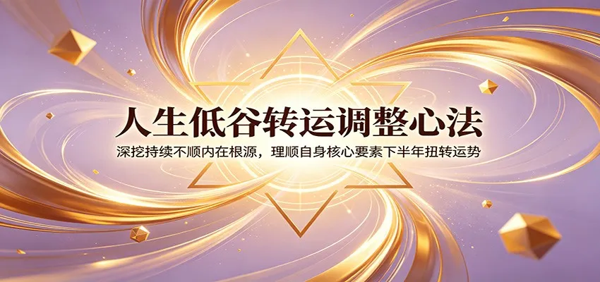 人生低谷转运调整心法：深挖持续不顺内在根源，理顺自身核心要素下半年扭转运势-梦帆创业网