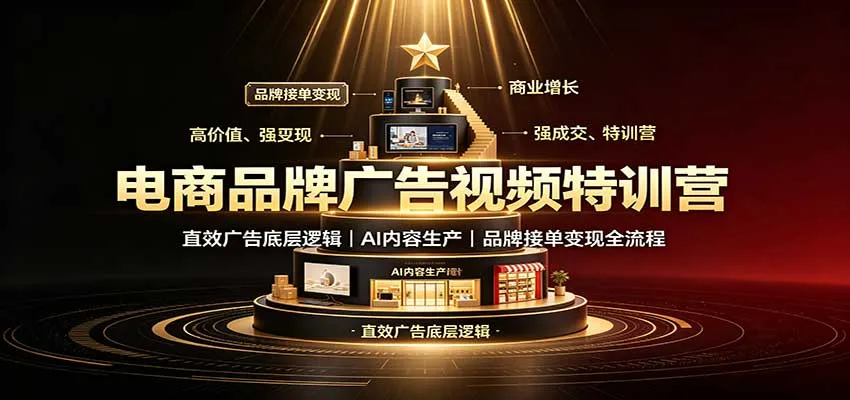 电商品牌广告视频特训：直效广告底层逻辑，AI内容生产，品牌接单变现全流程-梦帆创业网