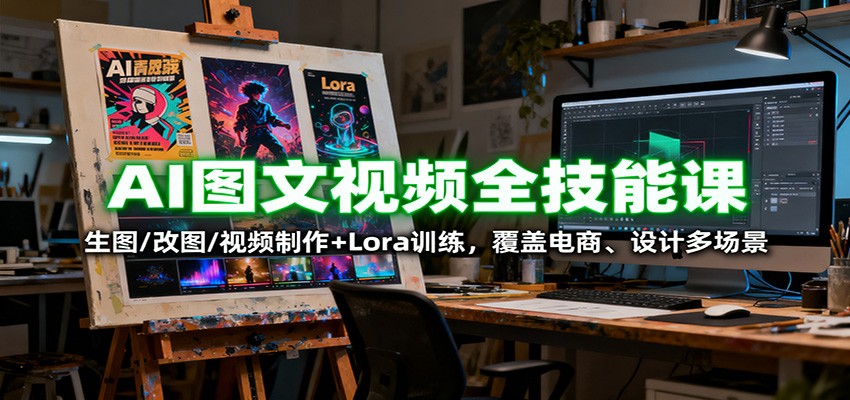 AI图文视频全技能课：生图/改图/视频制作+Lora训练，覆盖电商 、设计多场景-梦帆创业网