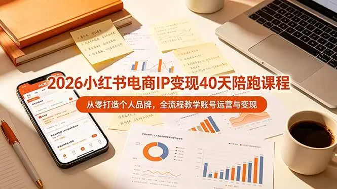 （19103期）2026小红书电商IP变现40天陪跑课程-11期，从零打造个人品牌，全流程教学账号运营与变现-梦帆创业网