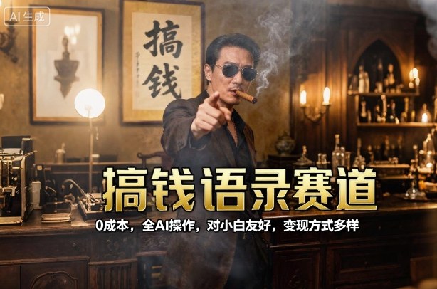 搞钱语录赛道，0成本，全AI操作，对小白友好，变现方式多样-梦帆创业网