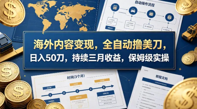 海外内容变现，全自动撸美刀，日入50刀，持续三月收益，保姆级实操【揭秘】-梦帆创业网