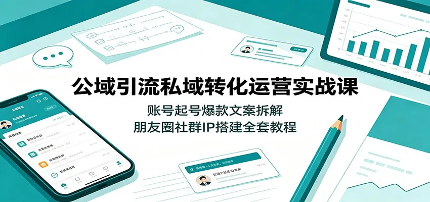 公域引流私域转化运营实战课：账号起号爆款文案拆解，朋友圈社群IP搭建全套教程-梦帆创业网