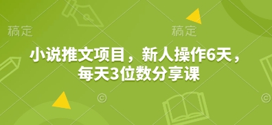 小说推文项目，新人操作6天，每天3位数分享课-梦帆创业网
