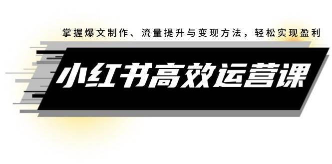 小红书高效运营课：掌握爆文制作、流量提升与变现方法，轻松实现盈利-梦帆创业网