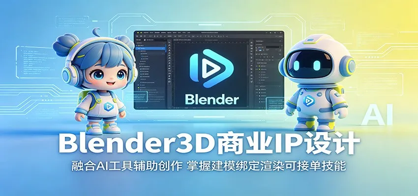 Blender3D商业IP设计:融合AI工具辅助创作,掌握建模绑定渲染可接单技能 Blender3D商业IP设计:融合AI工具辅助创作,掌握建模绑定渲染可接单技能