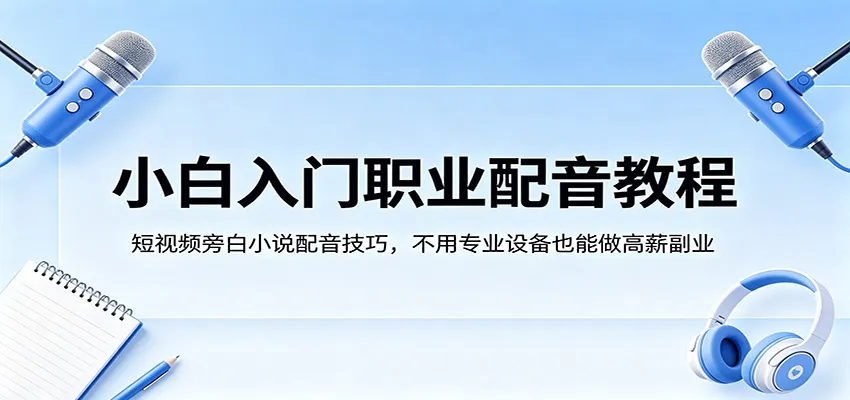 小白入门职业配音教程，短视频旁白小说配音技巧，不用专业设备也能做高薪副业-梦帆创业网